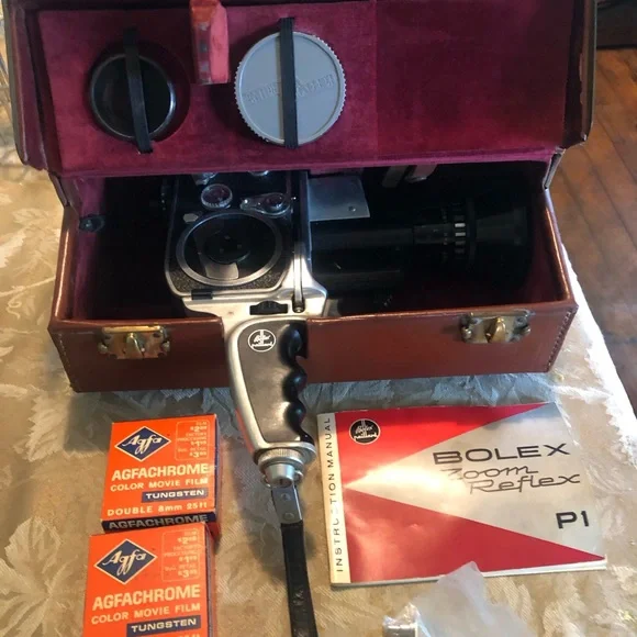 Movie Camera Bolex Zoom Reflex P1 in original leather case with all accessories - Picture 11 of 11
